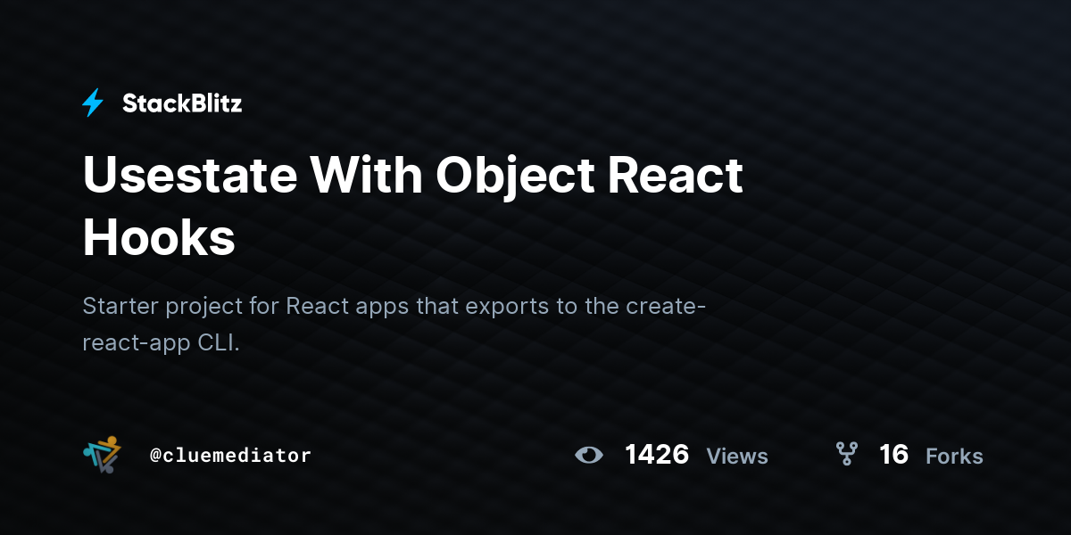 Usestate With Object React Hooks - StackBlitz