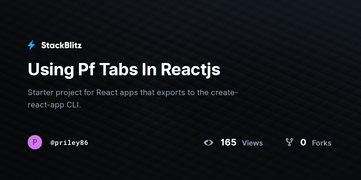 Using Pf Tabs In Reactjs - StackBlitz