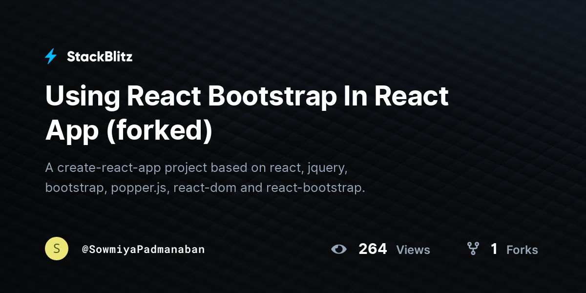 Using React Bootstrap In React App (forked) - StackBlitz