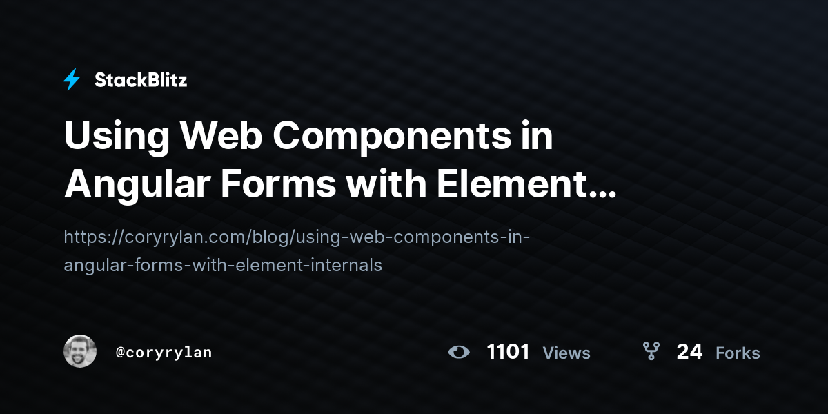 Using Web Components in Angular Forms with Element Internals - StackBlitz