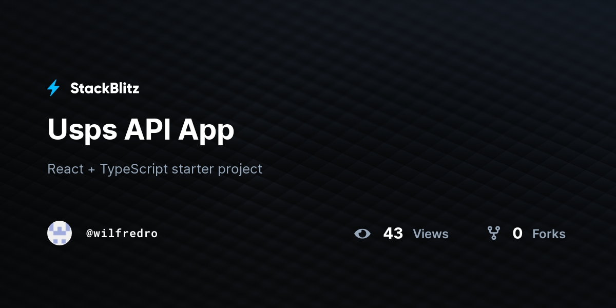 Usps api app stackblitz