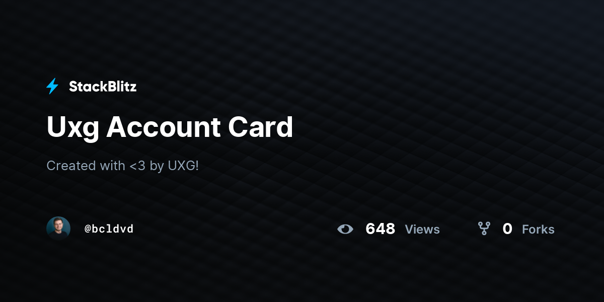 Uxg Account Card - StackBlitz