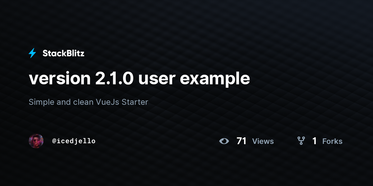 version 2.1.0 user example - StackBlitz