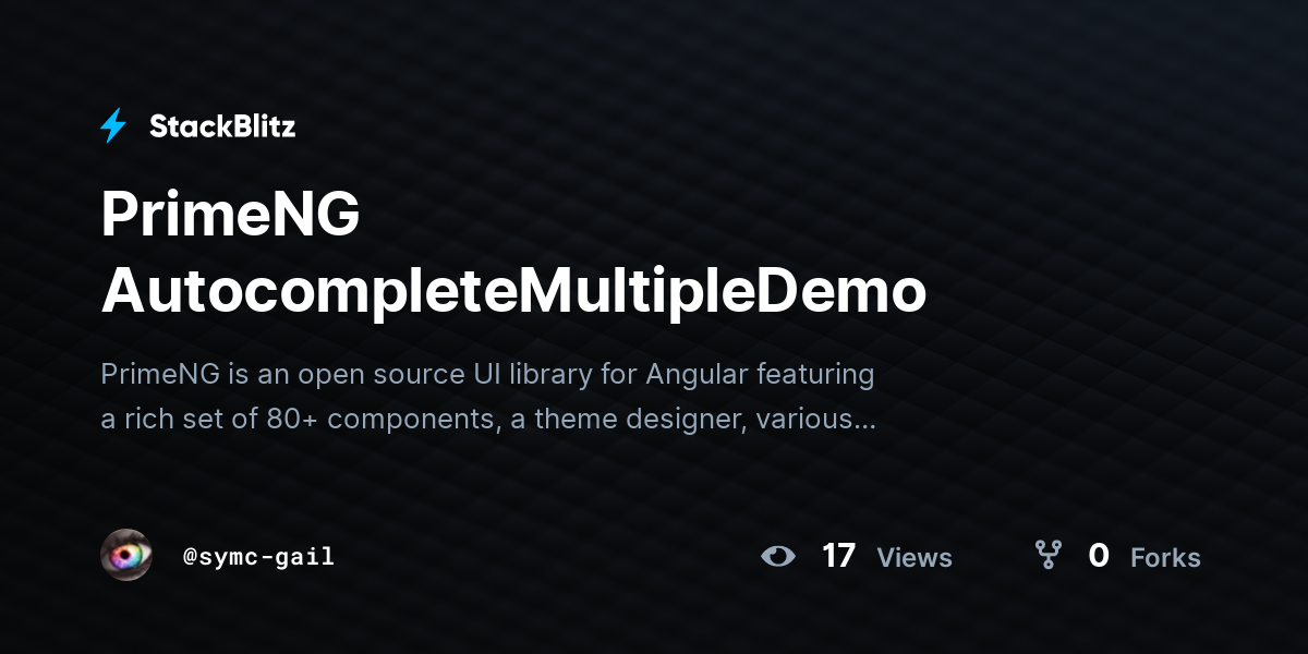PrimeNG AutocompleteMultipleDemo - StackBlitz