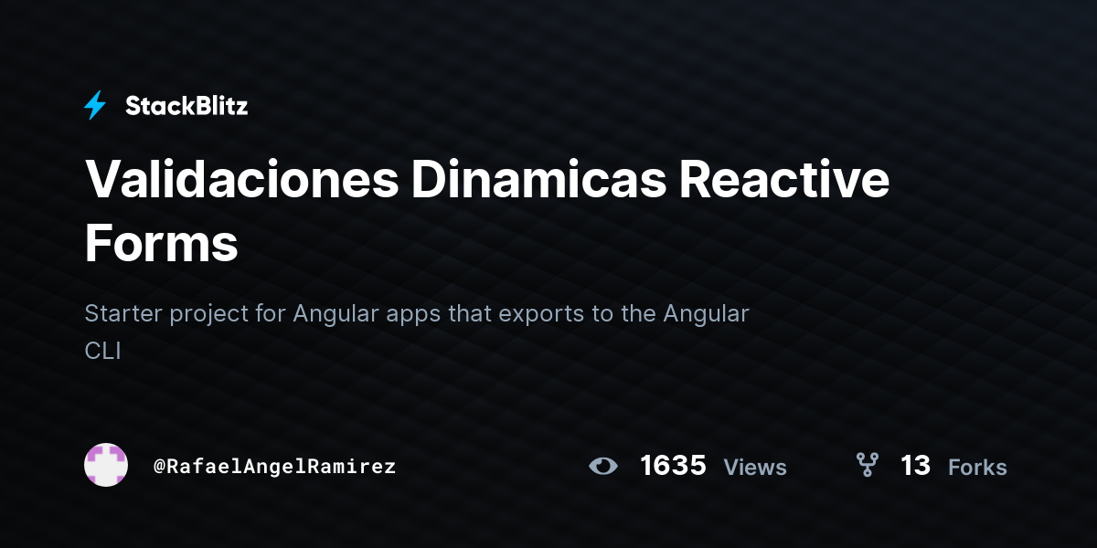 Validaciones Dinamicas Reactive Forms - StackBlitz