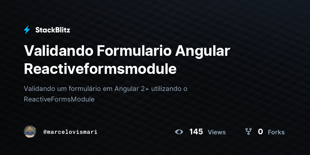 Validando Formulario Angular Reactiveformsmodule - StackBlitz