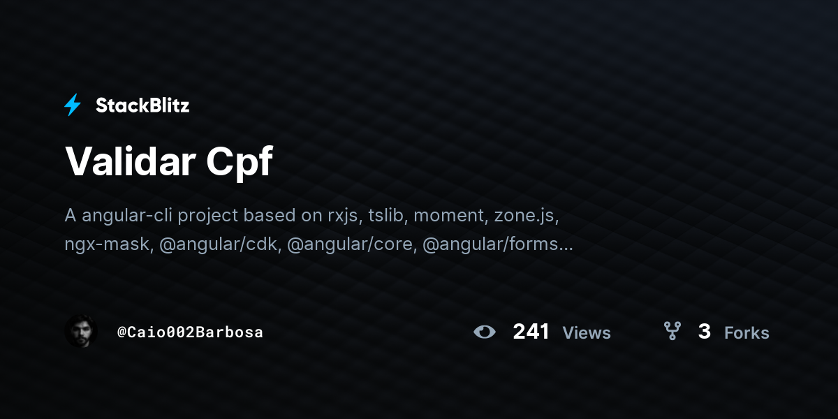Validar Cpf - StackBlitz