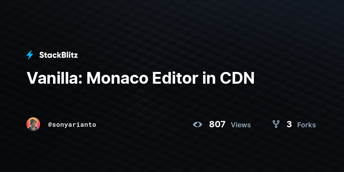 Vanilla: Monaco Editor in CDN - StackBlitz