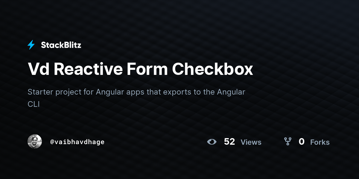 Vd Reactive Form Checkbox - StackBlitz