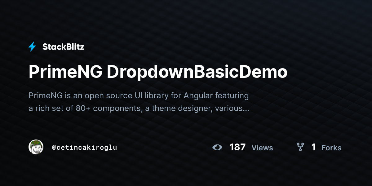 PrimeNG DropdownBasicDemo - StackBlitz