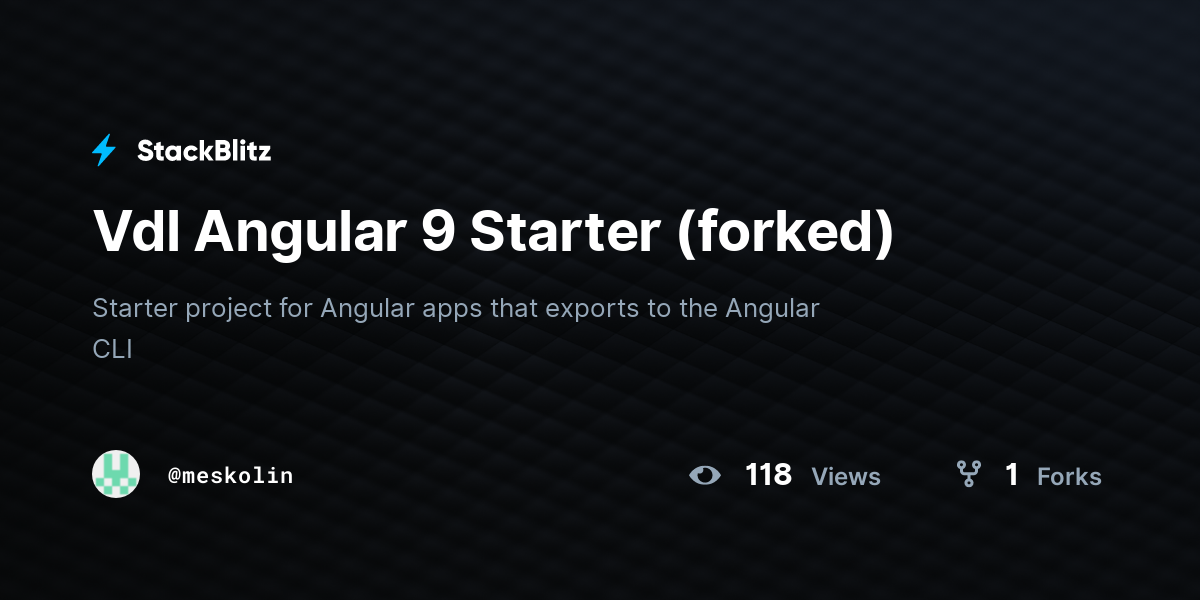 Vdl Angular 9 Starter (forked) - StackBlitz