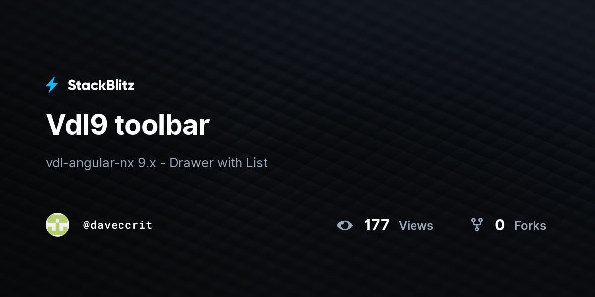 Vdl9 toolbar - StackBlitz