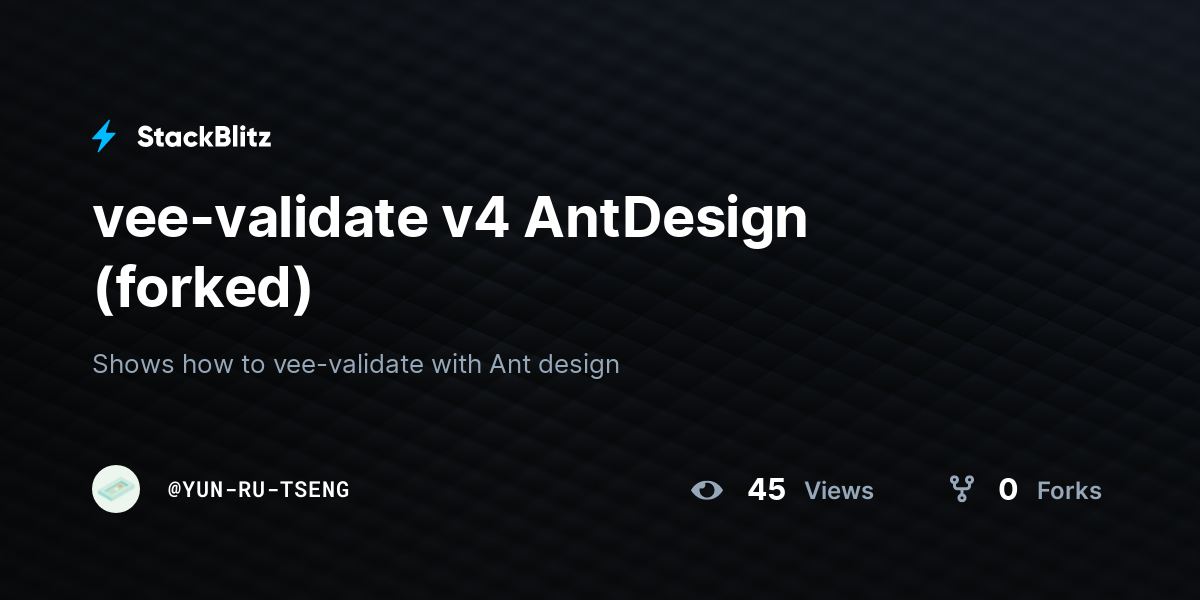 vee-validate v4 AntDesign (forked) - StackBlitz