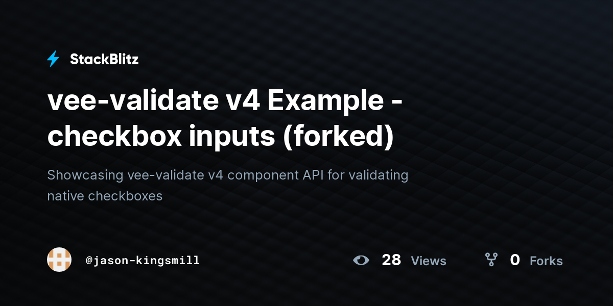 vee-validate v4 Example - checkbox inputs (forked) - StackBlitz