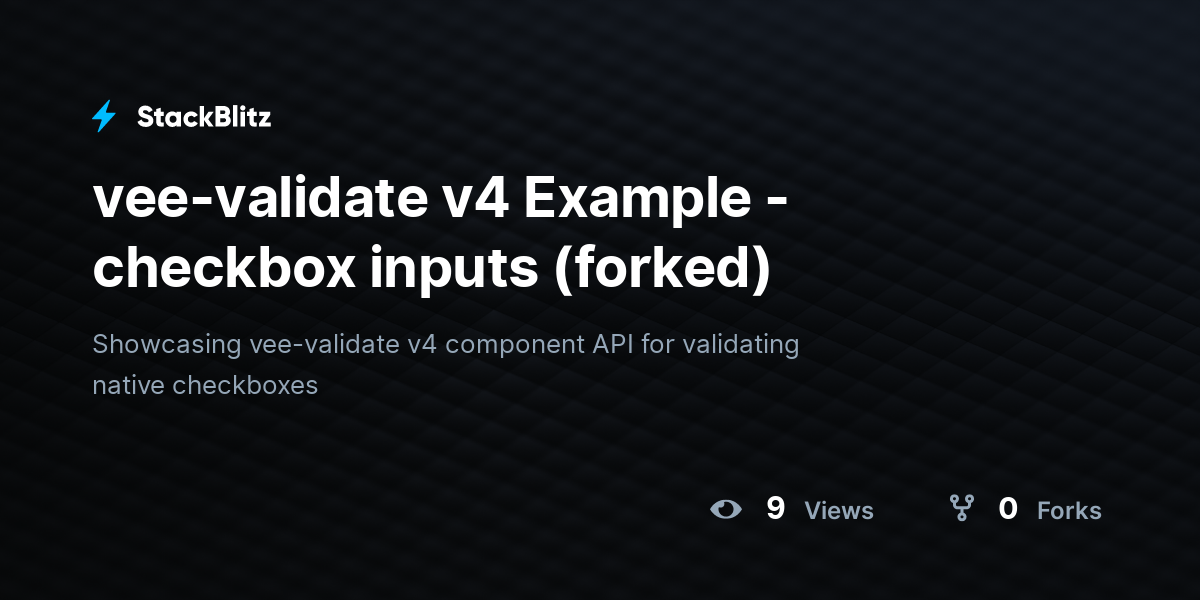 vee-validate v4 Example - checkbox inputs (forked) - StackBlitz