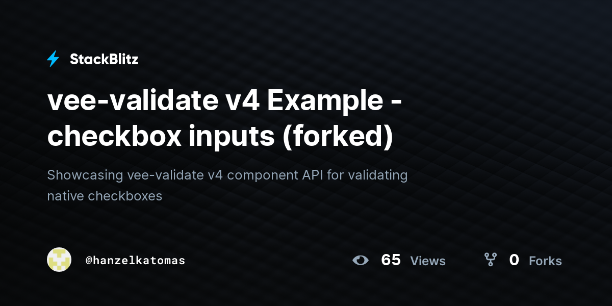 vee-validate v4 Example - checkbox inputs (forked) - StackBlitz