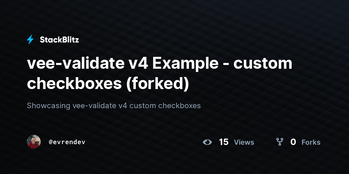 vee-validate v4 Example - custom checkboxes (forked) - StackBlitz