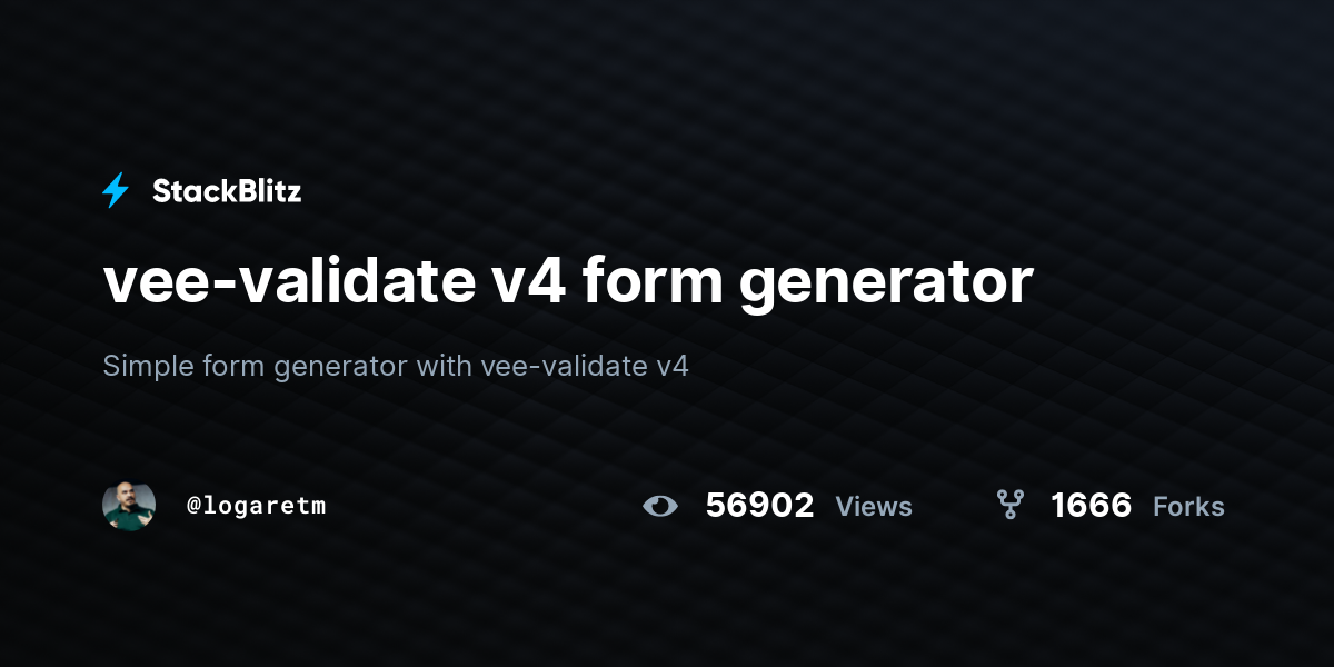 Vee validate v4 form generator stackblitz