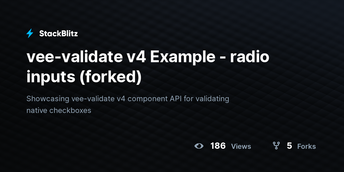 vee-validate v4 Example - radio inputs (forked) - StackBlitz