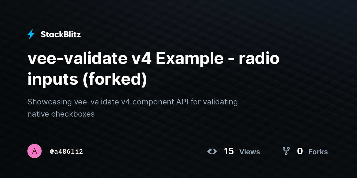 vee-validate v4 Example - radio inputs (forked) - StackBlitz