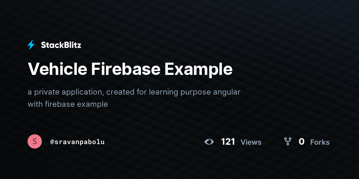 Vehicle Firebase Example - StackBlitz