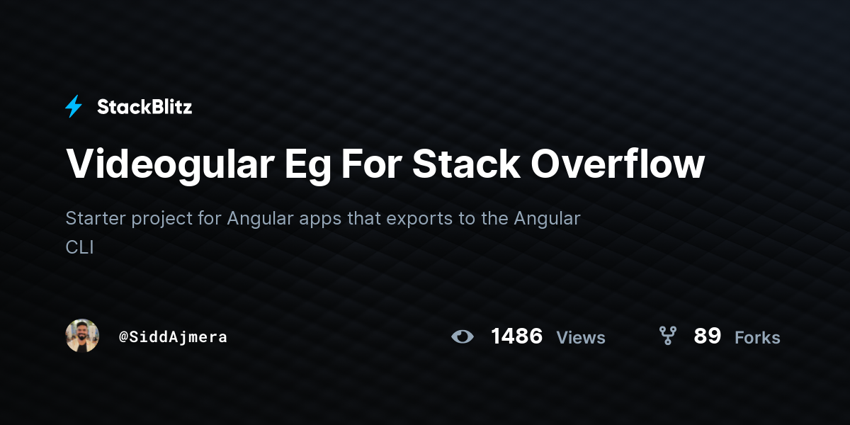 Videogular Eg For Stack Overflow - StackBlitz