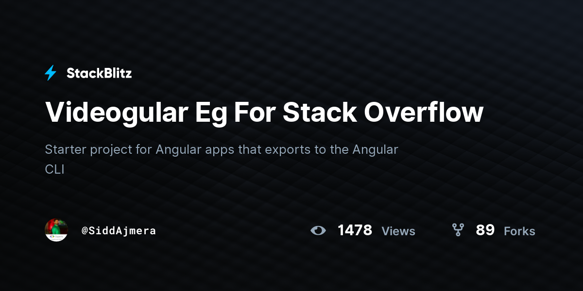 Videogular Eg For Stack Overflow - StackBlitz