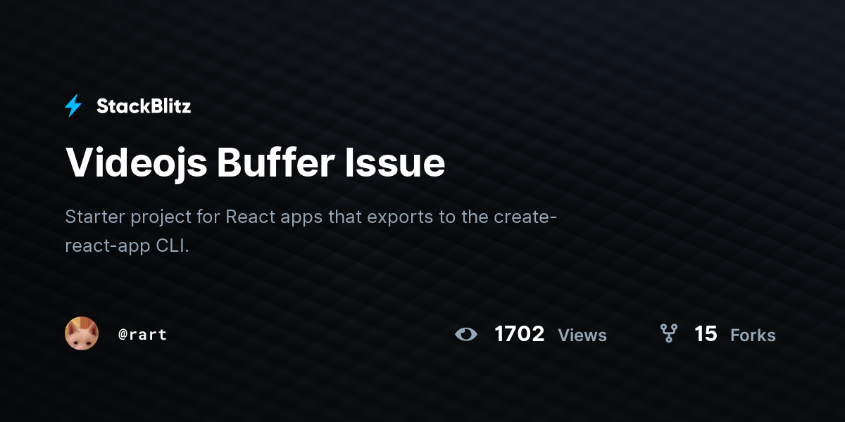Videojs Buffer Issue StackBlitz