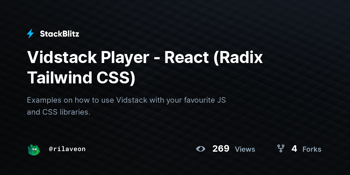 Vidstack Player - React (Radix Tailwind CSS) - StackBlitz