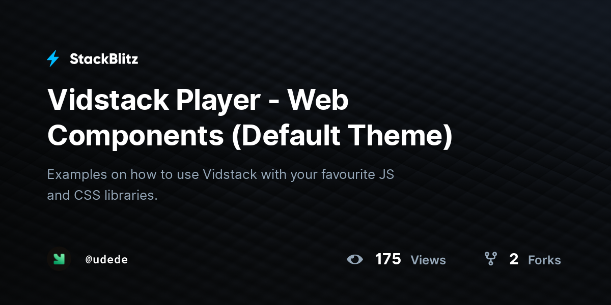 Vidstack Player - Web Components (Default Theme) - StackBlitz