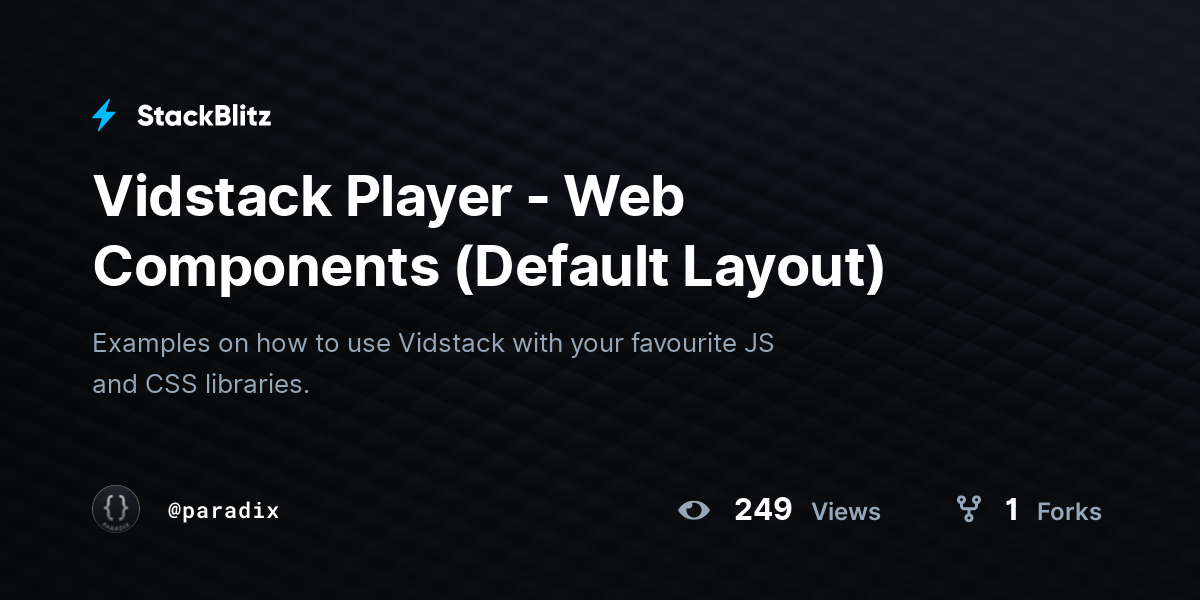 Vidstack Player - Web Components (Default Layout) - StackBlitz