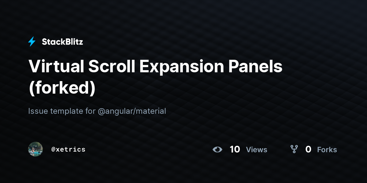 Virtual Scroll Expansion Panels (forked) - StackBlitz