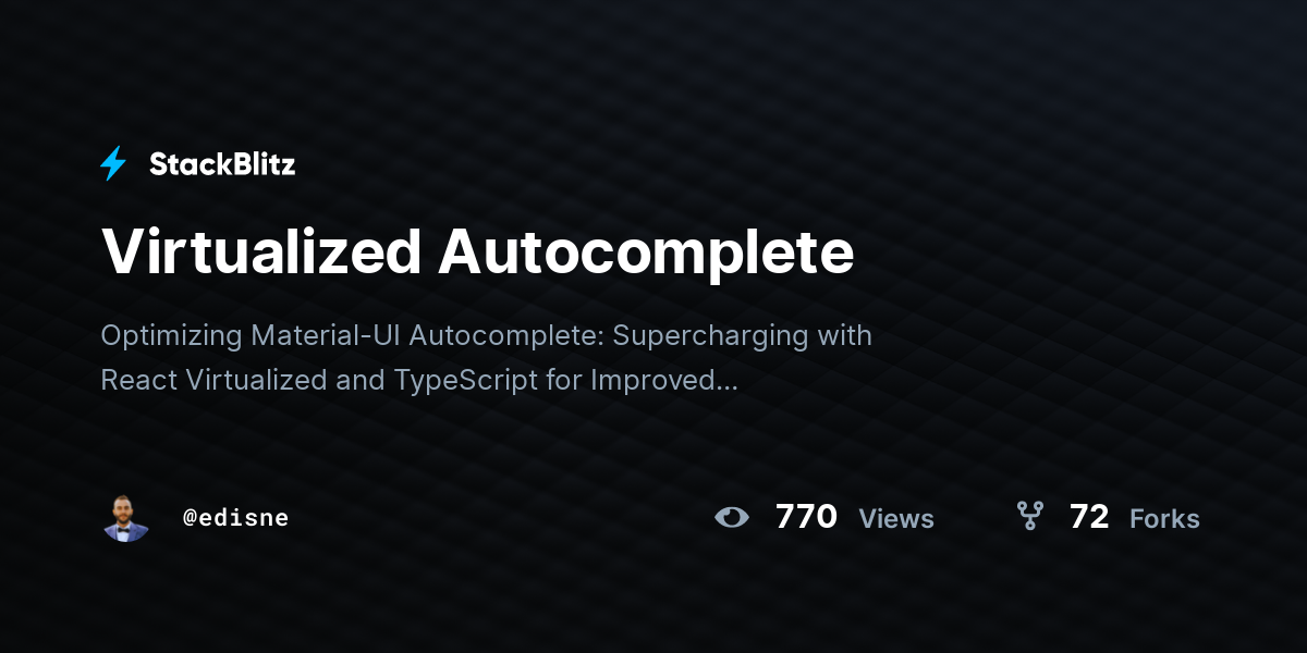 Virtualized Autocomplete - StackBlitz
