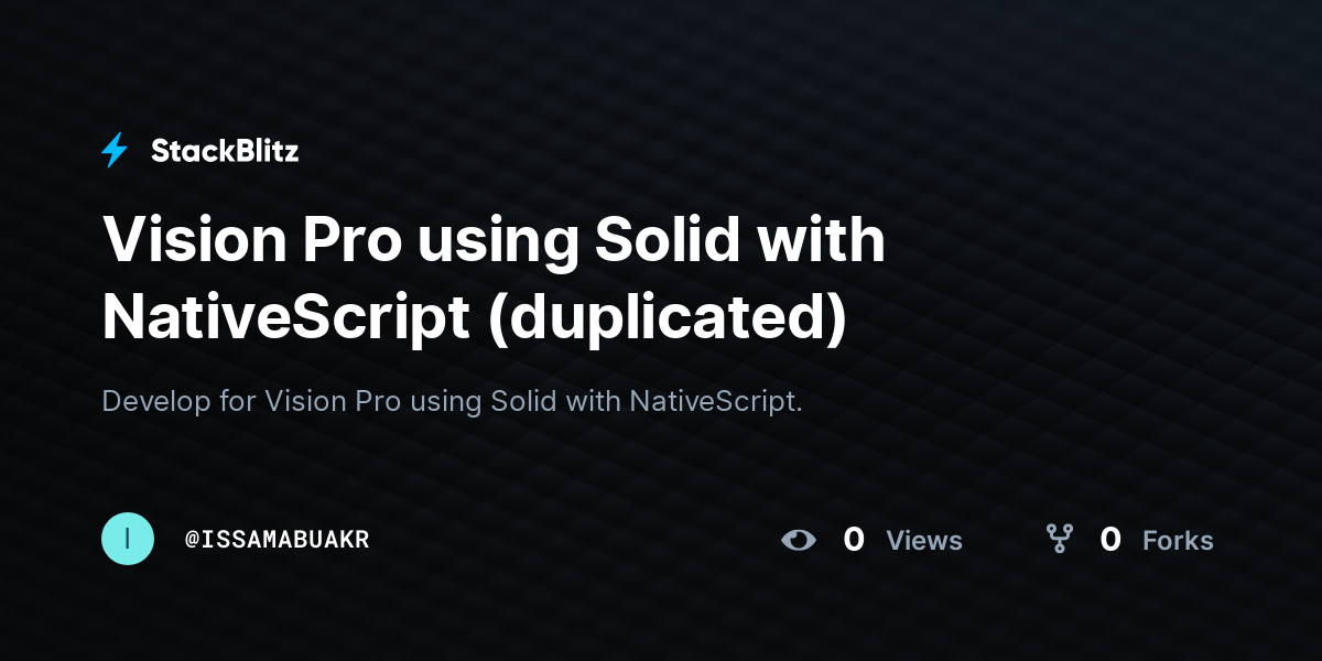 Vision Pro using Solid with NativeScript (duplicated) - StackBlitz