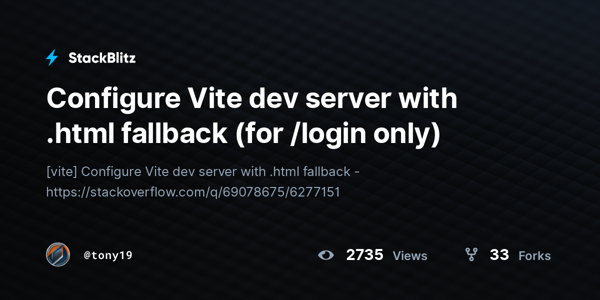 Configure Vite dev server with .html fallback (for /login only ...