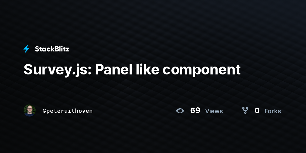 Survey.js: Panel like component - StackBlitz