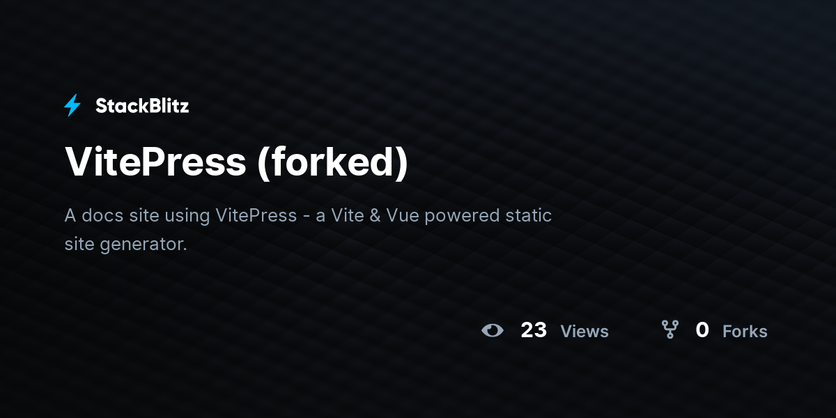 Vitepress Forked Stackblitz