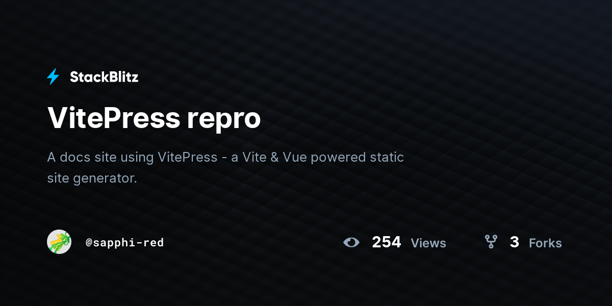 VitePress repro - StackBlitz