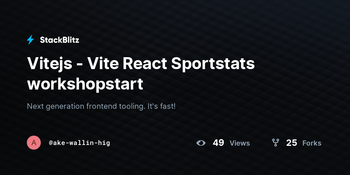 Vitejs - Vite React Sportstats workshopstart - StackBlitz