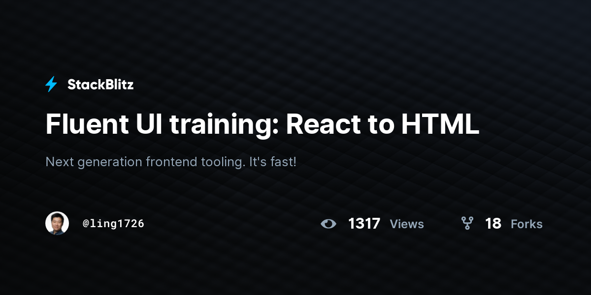 Fluent UI training: React to HTML - StackBlitz