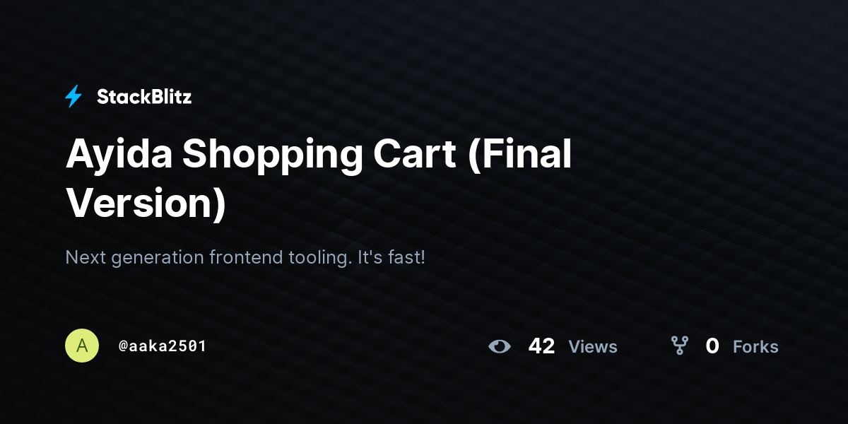 Ayida Shopping Cart (Final Version) - StackBlitz