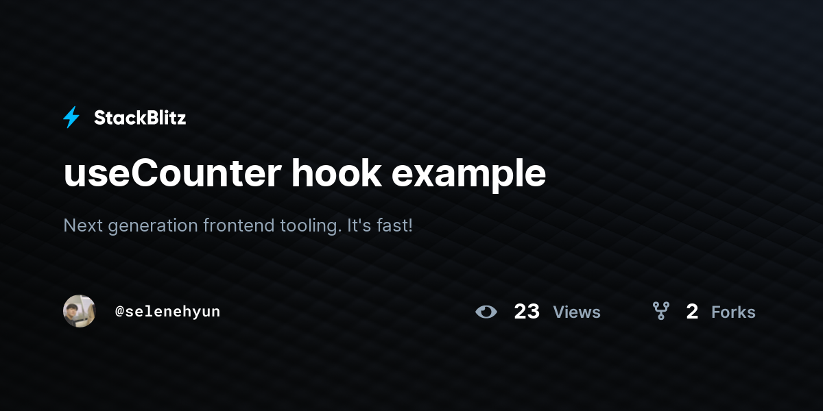 useCounter hook example - StackBlitz