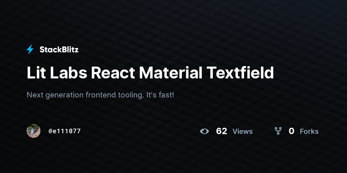 Lit Labs React Material Textfield Stackblitz
