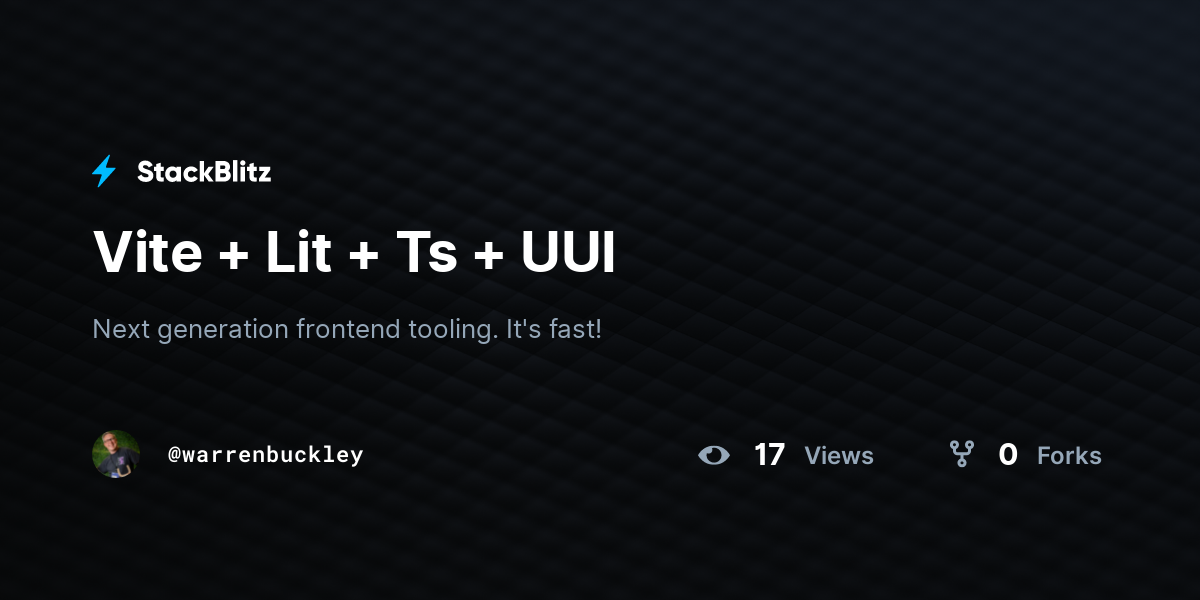 Vite + Lit + Ts + UUI - StackBlitz