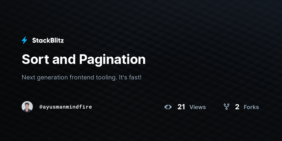 Sort and Pagination - StackBlitz