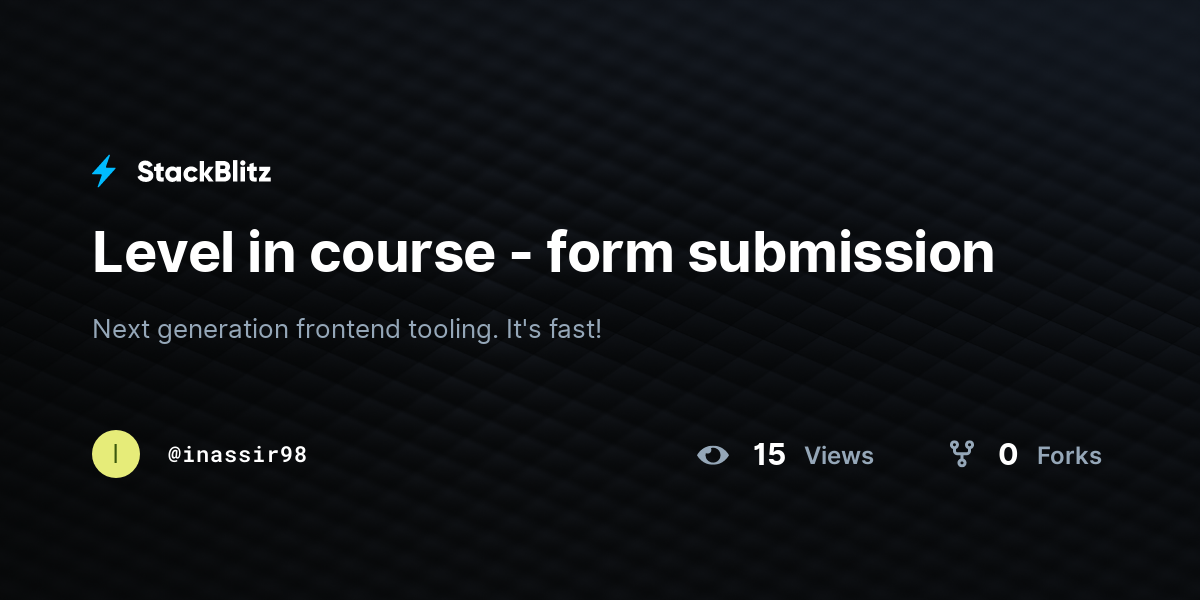 Level in course - form submission - StackBlitz