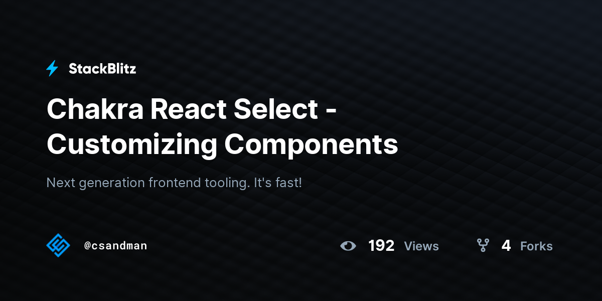 Chakra React Select - Customizing Components - StackBlitz
