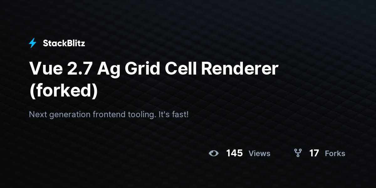 Vue 2.7 Ag Grid Cell Renderer (forked) - StackBlitz
