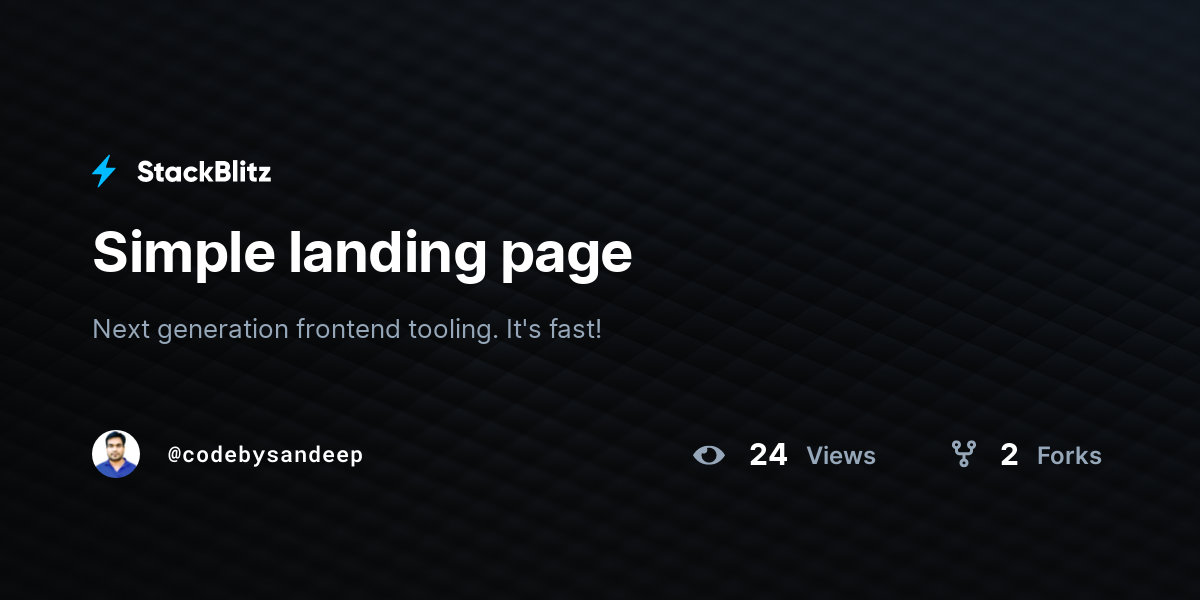 Simple landing page - StackBlitz