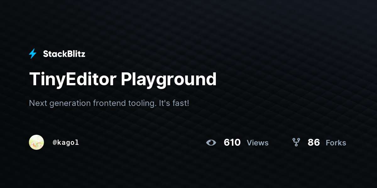 TinyEditor Playground - StackBlitz
